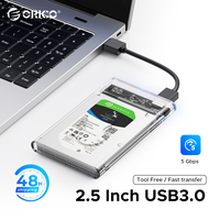 ORICO 2.5'' Transparent HDD Case SATA to USB 3.1 Gen2 10Gbps External Hard Drive Case HDD Enclosure SSD Disk Case Support UASP