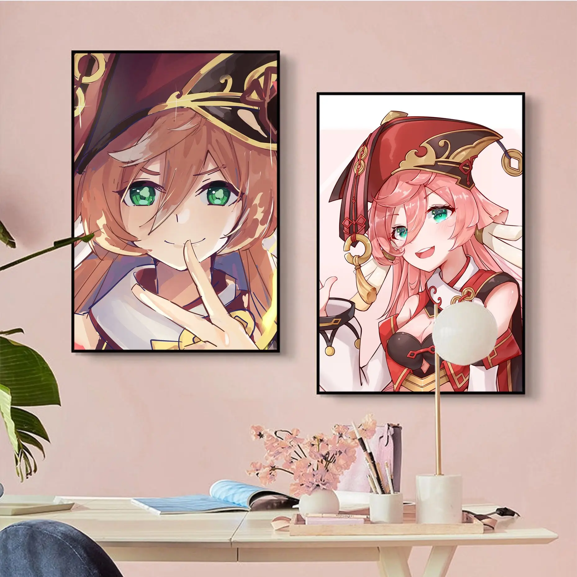 Anime Genshin Impact Yanfei Classic Anime Poster Whitepaper Sticker DIY Room Bar Cafe Room Wall Decor