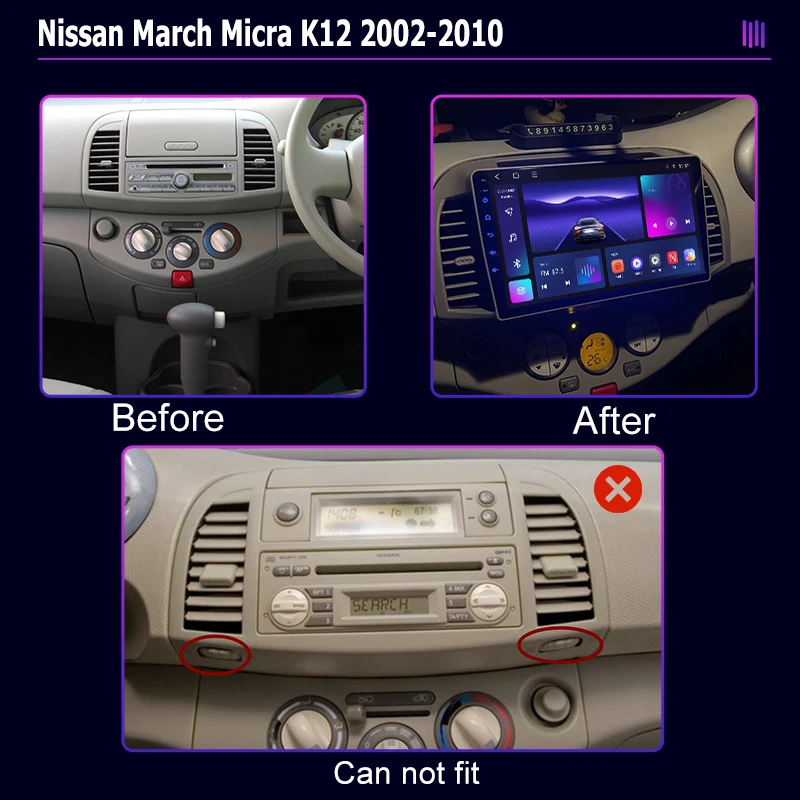 roadivox Android car radio for Nissan March Micra K12 2002 2010 stereo GPS Navigation video Multimedia Player tape recorder