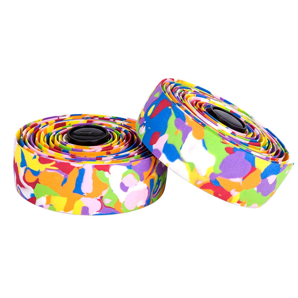 

1Pair Bike Handlebar Anti-Skid Tape Durable Shock Absorption Bright Sponge Material Stylish Pattern for Mountain Bike Wrap