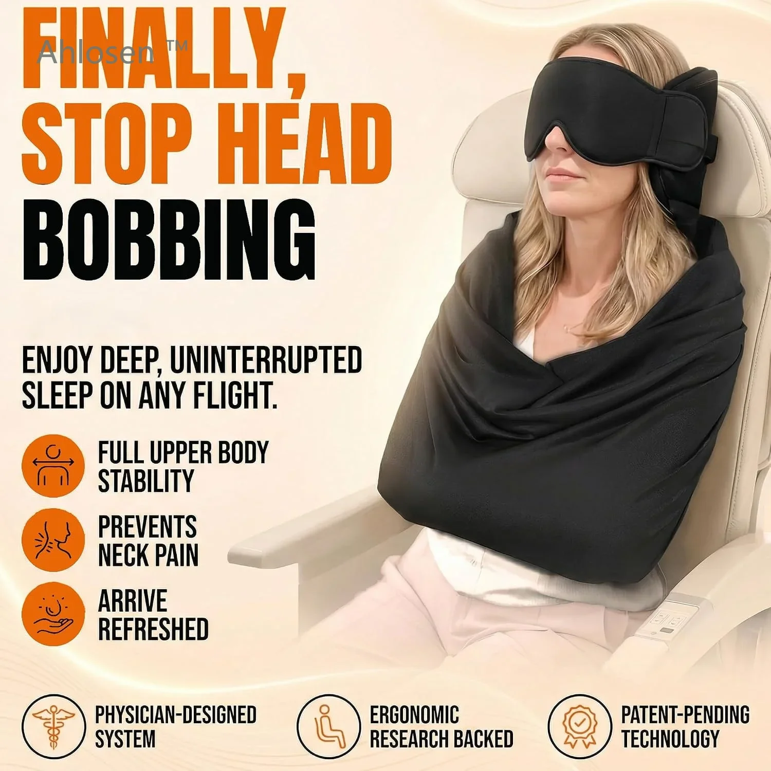 3-in-1 Airplane Sleep Support System - Integrated Plane Sleeping Accessories with Memory Foam Long Haul Flight Pillow