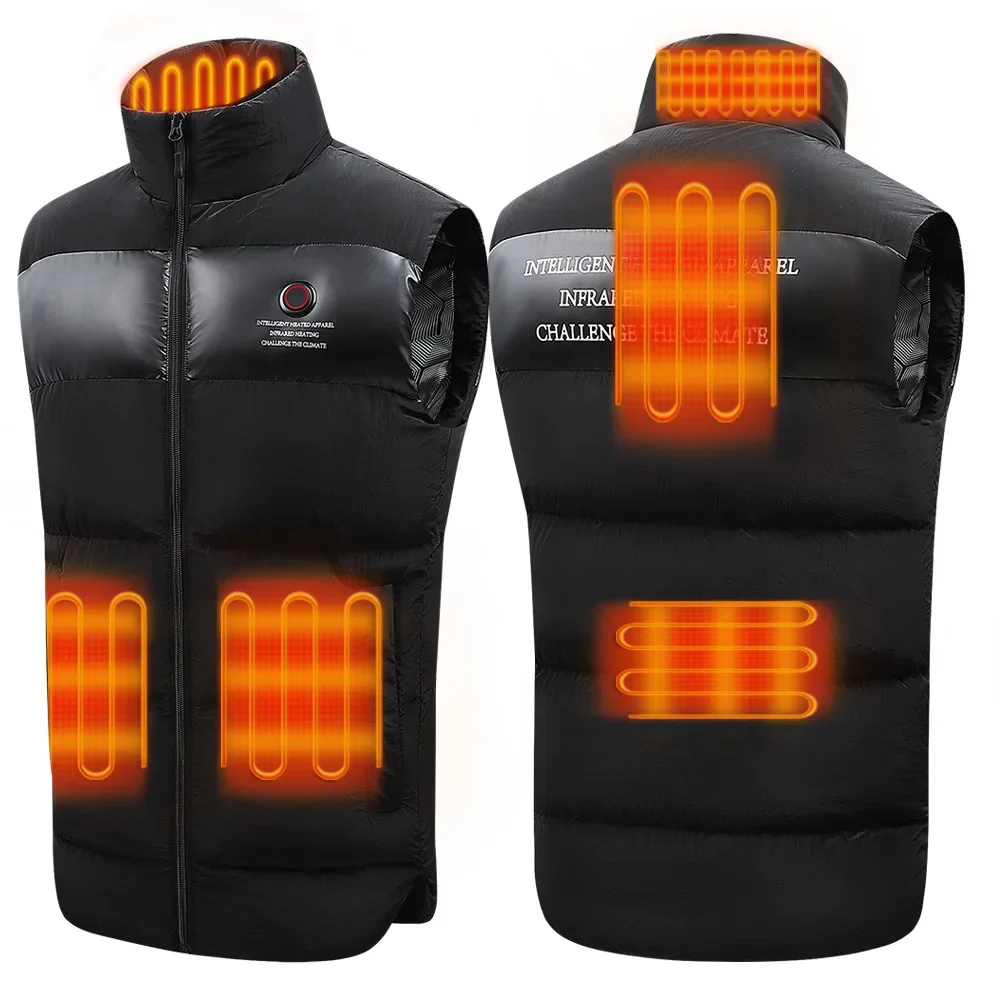 Men Graphene Heated Vest Intelligent Heating Waistcoat Winter Thick Warm Sleeveless Jacket  Zones Outdoor Thermal Cotton Vest