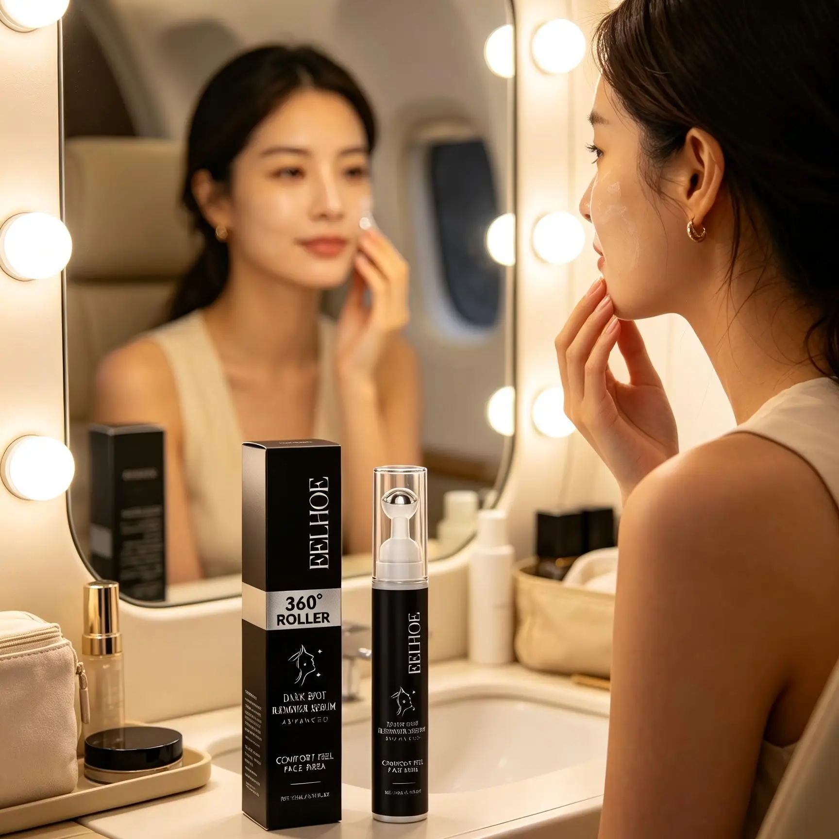 EELHOE Dark Spot Correcting Glow Serum Melanin Removal Improve Dullness 360° Roller Nicotinamide Vitamin C Brightening Serum view 3