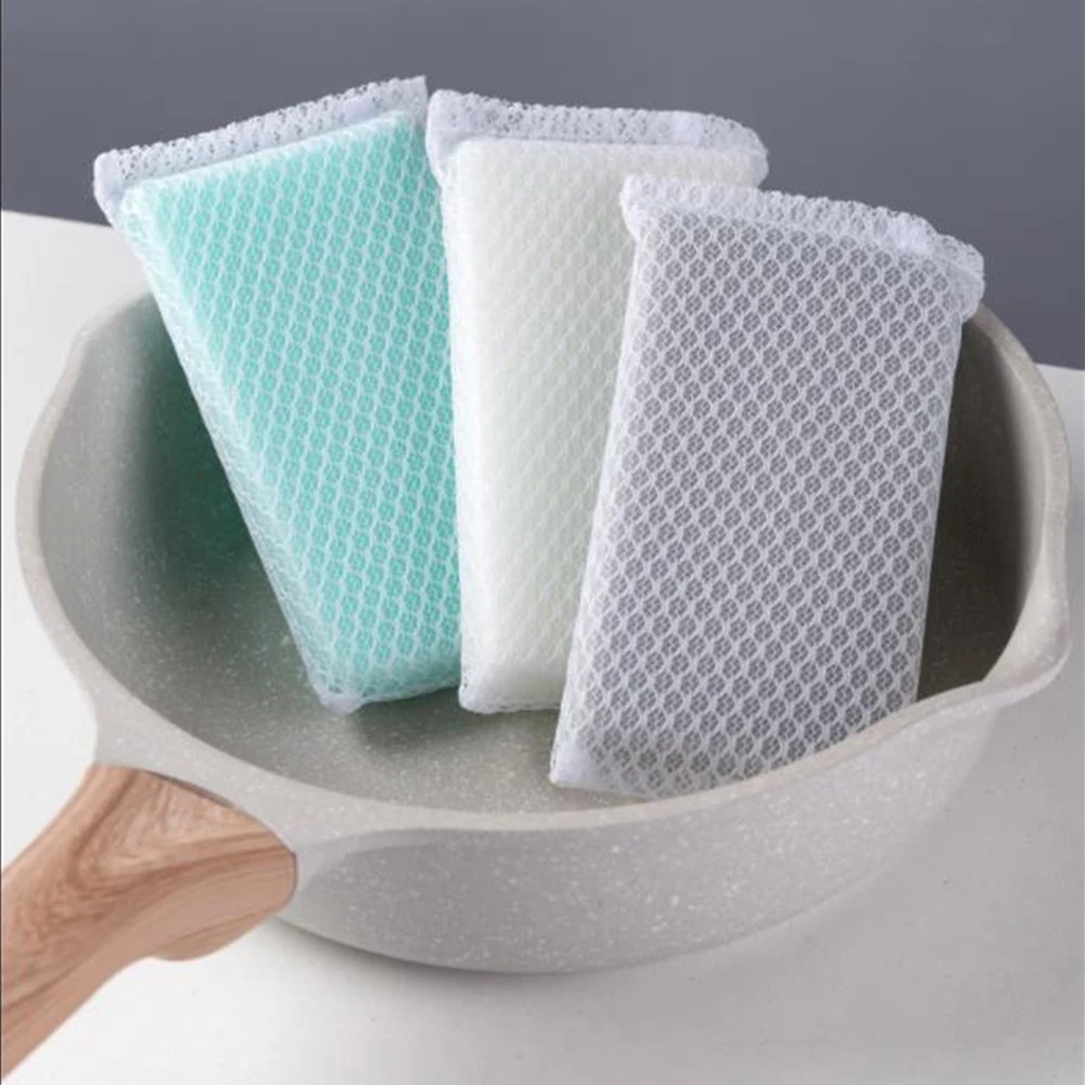 Sponge Wipe With Mesh Kitchen Cleaning Household Soft Easy Foaming Kitchen Accessories Cleaning Sponge Sponge Sponge Wipe