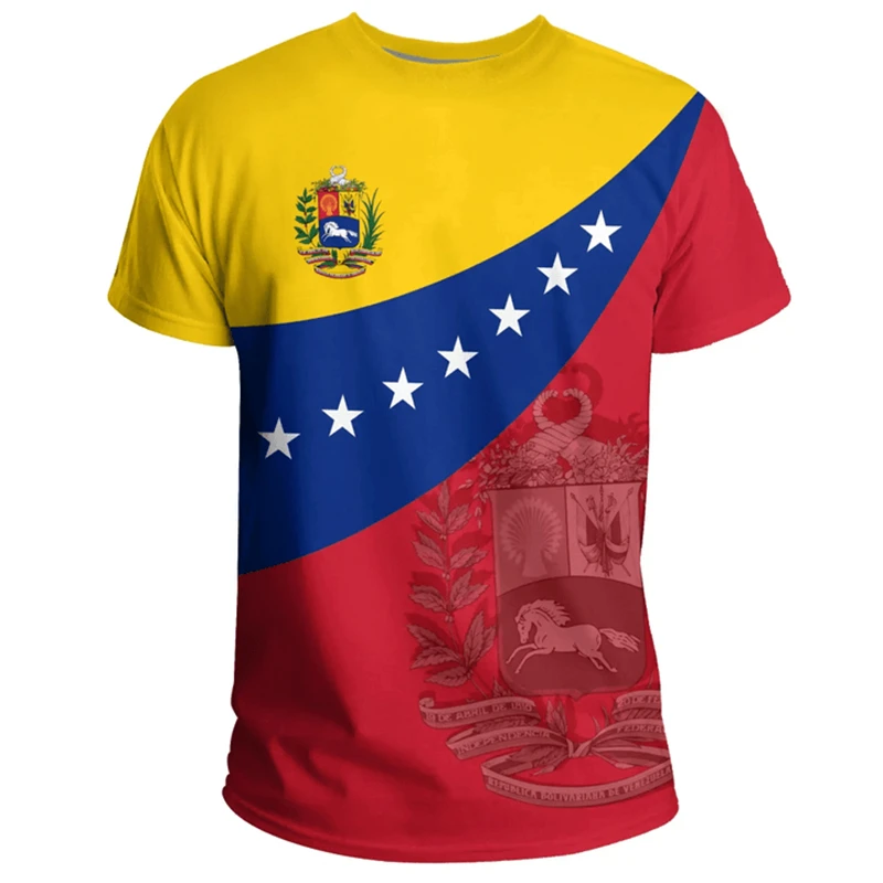 3d Print Venezuela Flag T-Shirt For Men Summer Round Neck Short Sleeve Tees Gym Sports Oversized T Shirts Tops Male Clothes