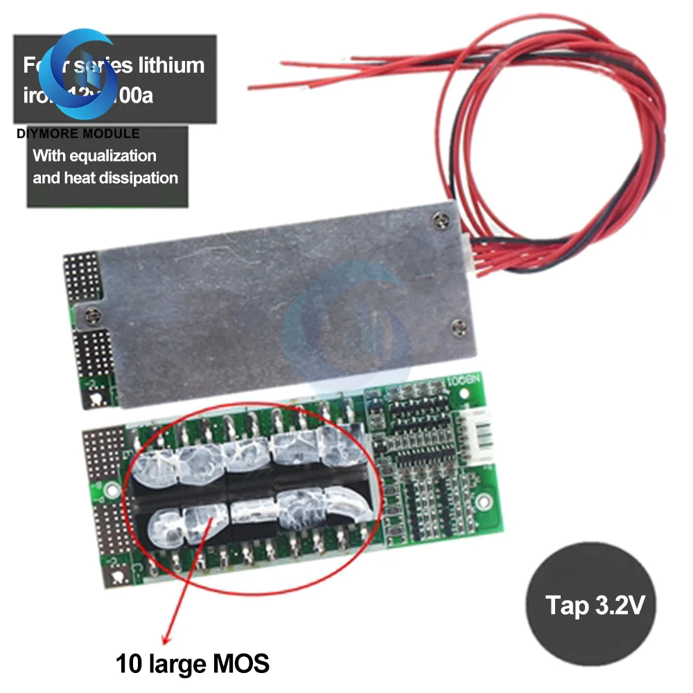 4S 12V 100A Lifepo4 Bms 3.2V Protection Circuit Board With Balanced Ups Inverter Packs Energy Storage Battery Charger