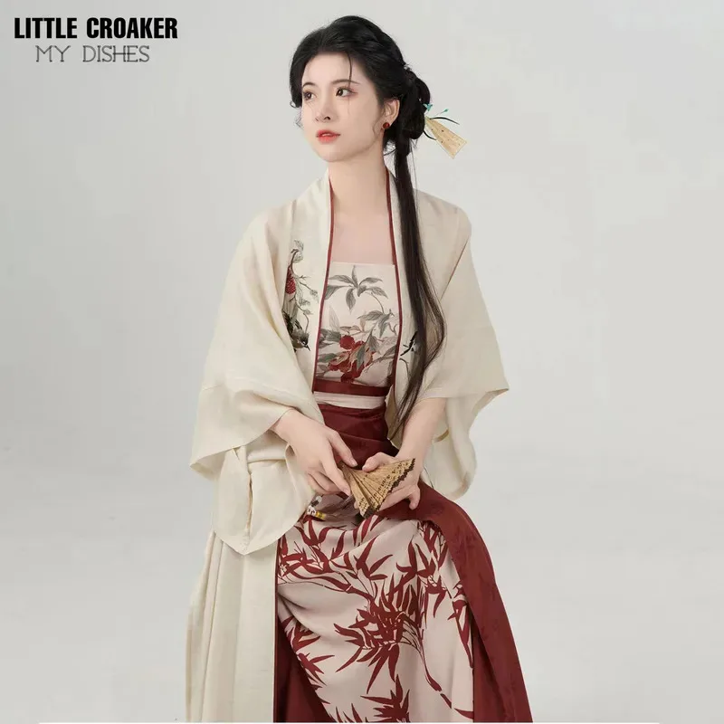 

Summer Improved Traditional Ancient Hanfu Daily Chiffon Dress 3 Piece Set Outfits Chinese Style Women Clothing