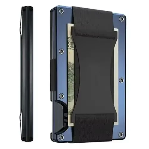 anlyxi Minimalistische, schlanke, intelligente Geldbörsen aus geschmiedeter Kohlefaser für Herren, Cashback-Kreditkartenetui, luxuriöse Aluminium-Geldbörse, RFID-Geldklammer 8