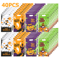 40pcs Halloween Theme Candy Tote Bag 25cm Reusable Plastic Tote Bag Party Small Gift Packaging Bag Creative Festival Goodie bag