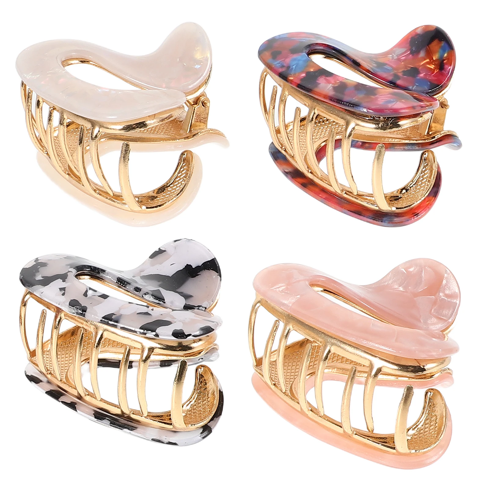 

4 Pcs Claw Clips Acetate Hairpin Elegant Barrettes Non-slip Thick Hair Fashion Accessories Wedding Party Everyday Use Stylish