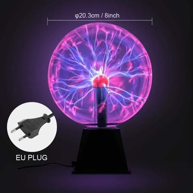 3/4/5/6/8Inch Novelty Magic Crystal Plasma Ball Touch Lamp LED Night Light Kid Birthday Christmas Gift Decor Electrostatic Flash