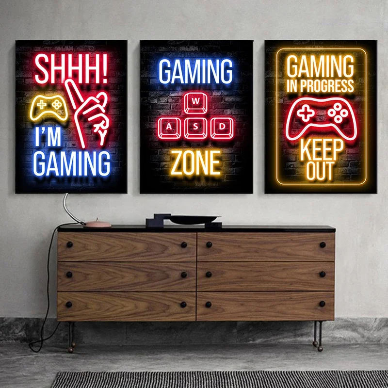 

Gaming Wall Art Poster Prints Gamer Canvas Painting Canvas Picture for Kids Boys Room Decorative Playroom Decoración Hogar