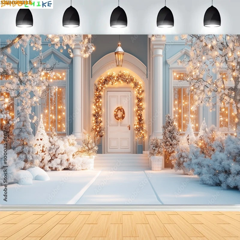 

Christmas Day Pine Tree Photography Backdrop Props Xmas Eve Family Party Living Room Decor Fireplace New Year Background CT07