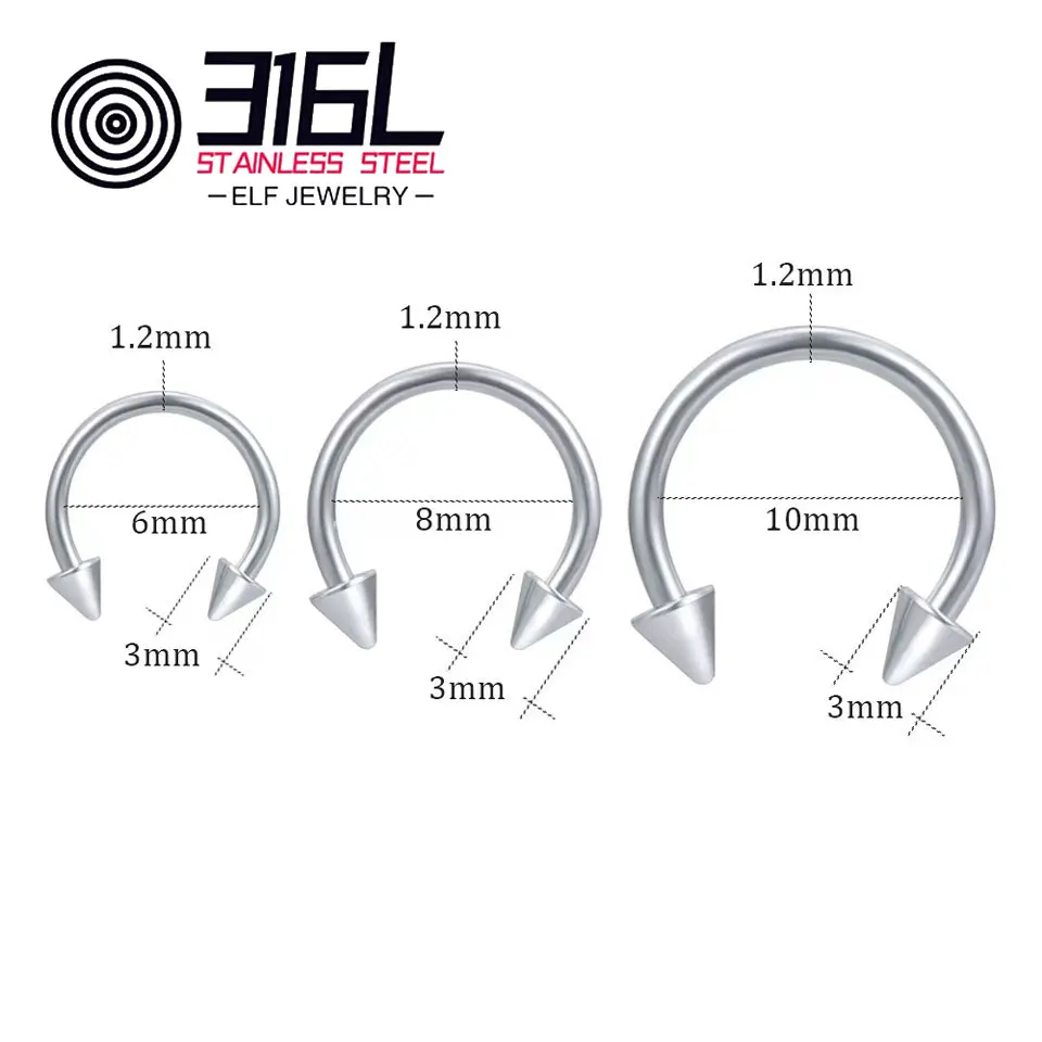 1/5/20pcs Stainless Steel Nose Ring Splike Nose Piercing Helix Ear Piercing For Women Men Spetum Rings Body Jewelry