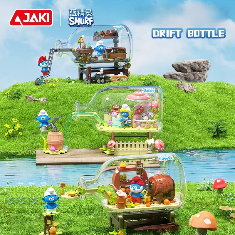 JAKI スマーフ 組み立てブロック 浮遊ボトルモデル クリエイティブシーンシリーズ デスクトップアクセサリー 誕生日プレゼント