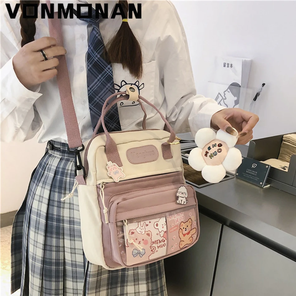 Korean Style Cute Backpacks Women Waterproof Nylon Small Shoulder Bags for Teenage Girls Schoolbags Flower Travel Rucksack 2024