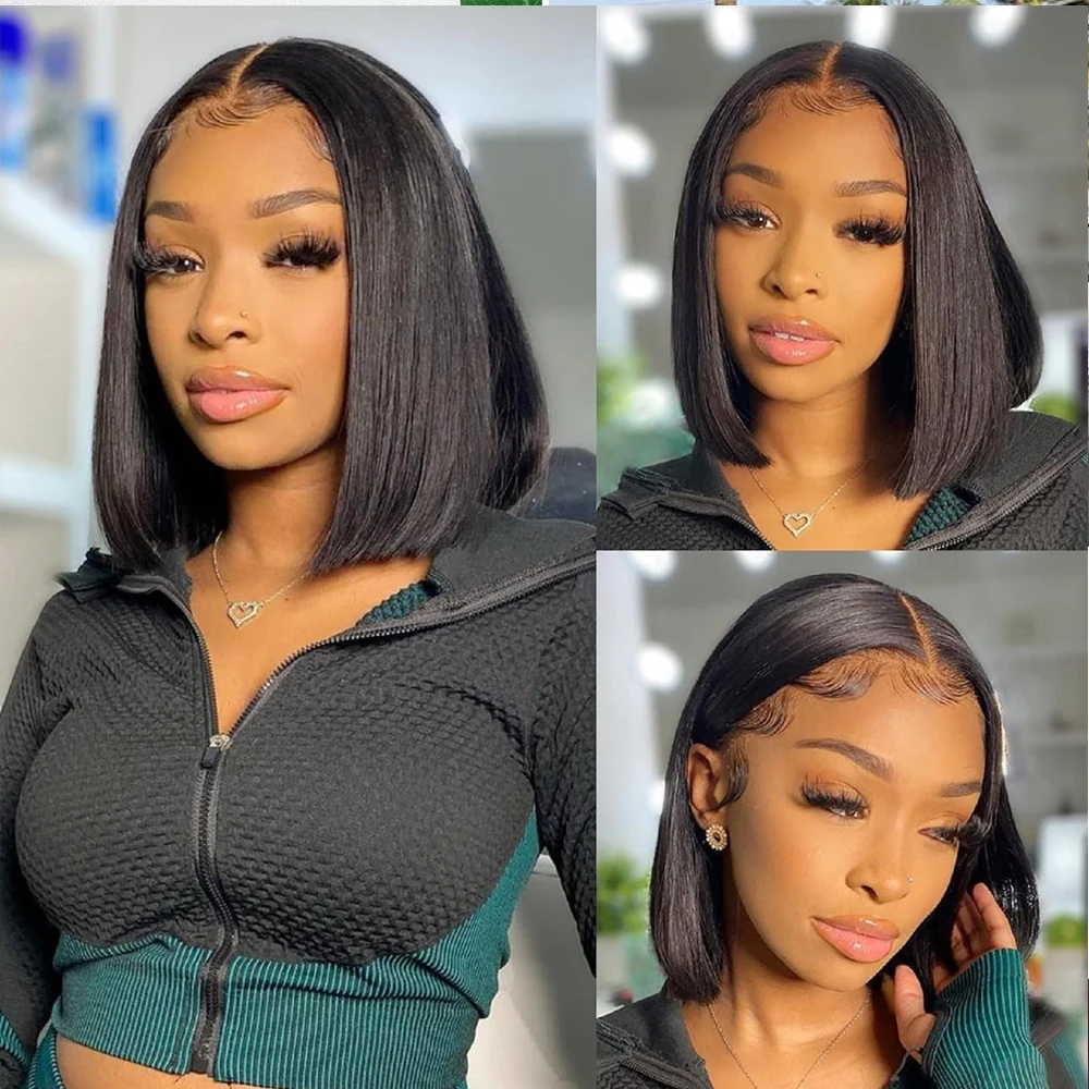 perruque cheveux humains brésiliens solde Perruque Bob Lace Closure Wig naturelle lisse, cheveux humains, sans colle, HD, 5x5, 13x6