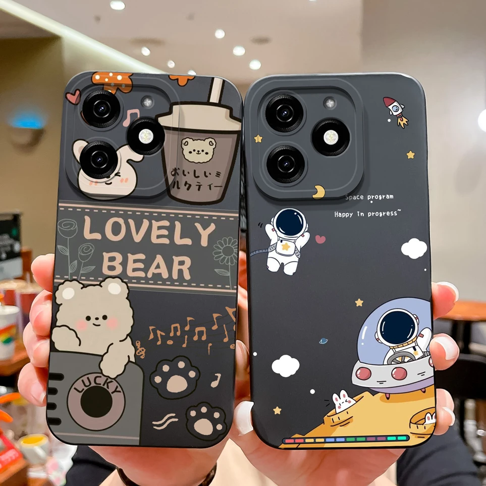 Case For Tecno Spark 20 20C Cartoon Milk Tea Bear Soft Silicone Back Cover Shock Resistant Coques For Spark20 Carcas 20 C Fundas