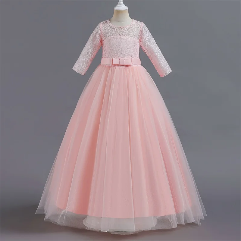 Girls Elegant Dresses Lace Flower Bridesmaid Holiday Dress 2024 Pageant Party Princess Dress First Communion Formal Long Gown