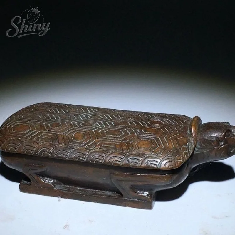 

Antique Bronze Turtle-shaped Inkstone Box and Inkwell Box for Home Decoration and Collection