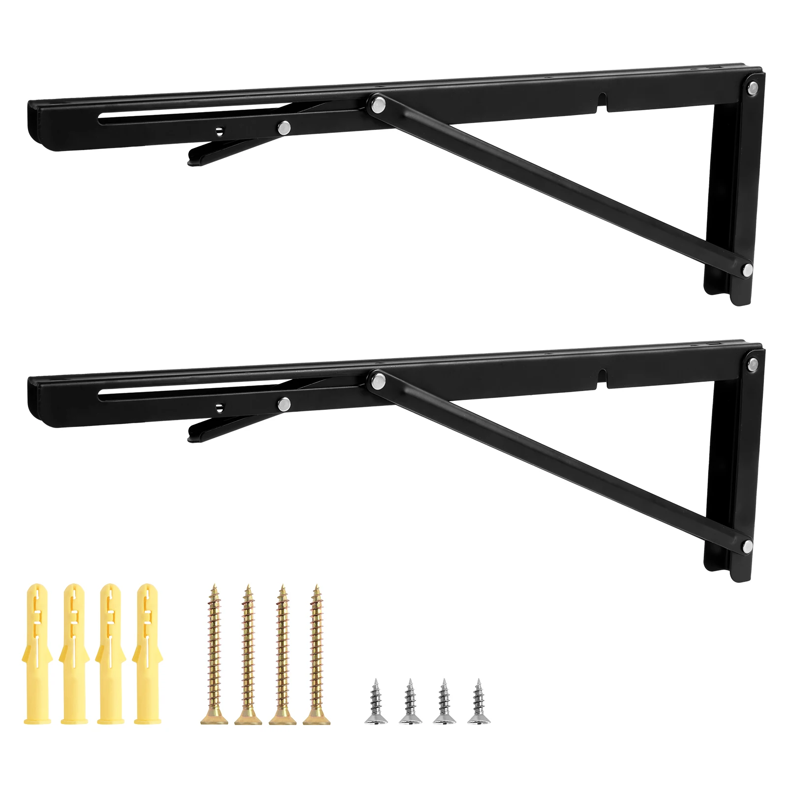 

Folding Shelf Brackets - Heavy Duty Metal Collapsible Shelf Bracket for Bench Table, Shelf Hinge Wall Mounted Space Saving DIY B