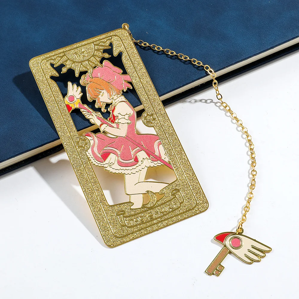 Anime Cardcaptor Sakura Metal Bookmark Hollow Bronzing Bookmark for Book Club Reader Writers Book Lovers Students
