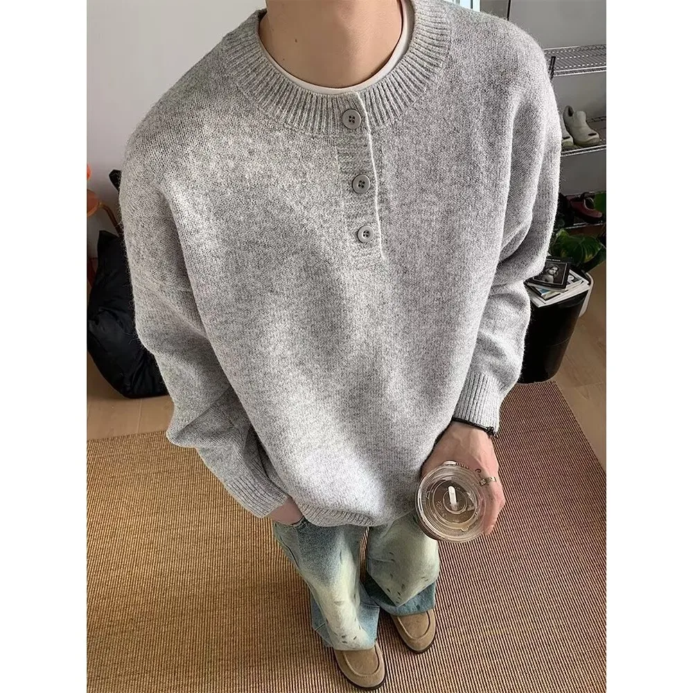 

American Sle Haome Henry Collar Sweater Men's New 2025 Autumn Winter Lazy Old Money Knitted irt Outerwear