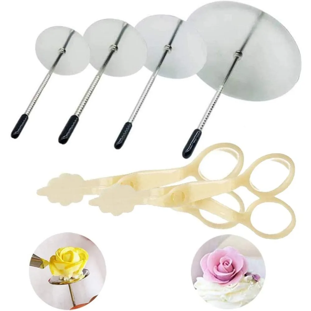 

Cake Flower Nail Lifters Set Stainless Steel Baking Tools for Icing Flowers Decoration (White)