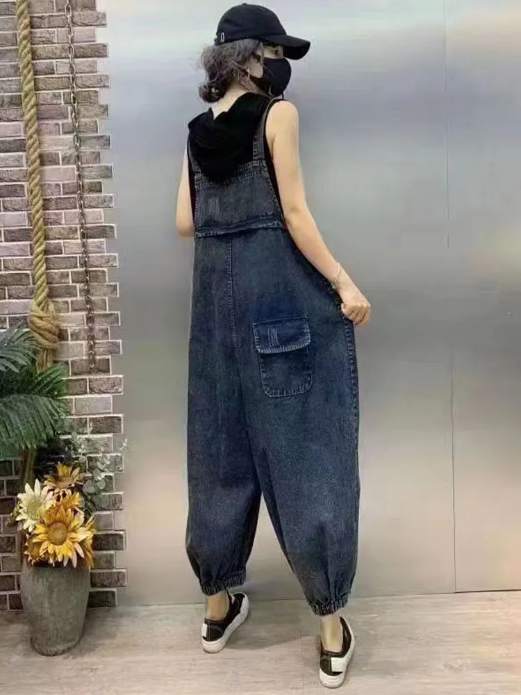 Max LuLu 2023 Summer Holes Denim Overalls Womens Fashion Loose Ripped Jeans Ladies Casual Vintage Pants Classic Harem Trousers