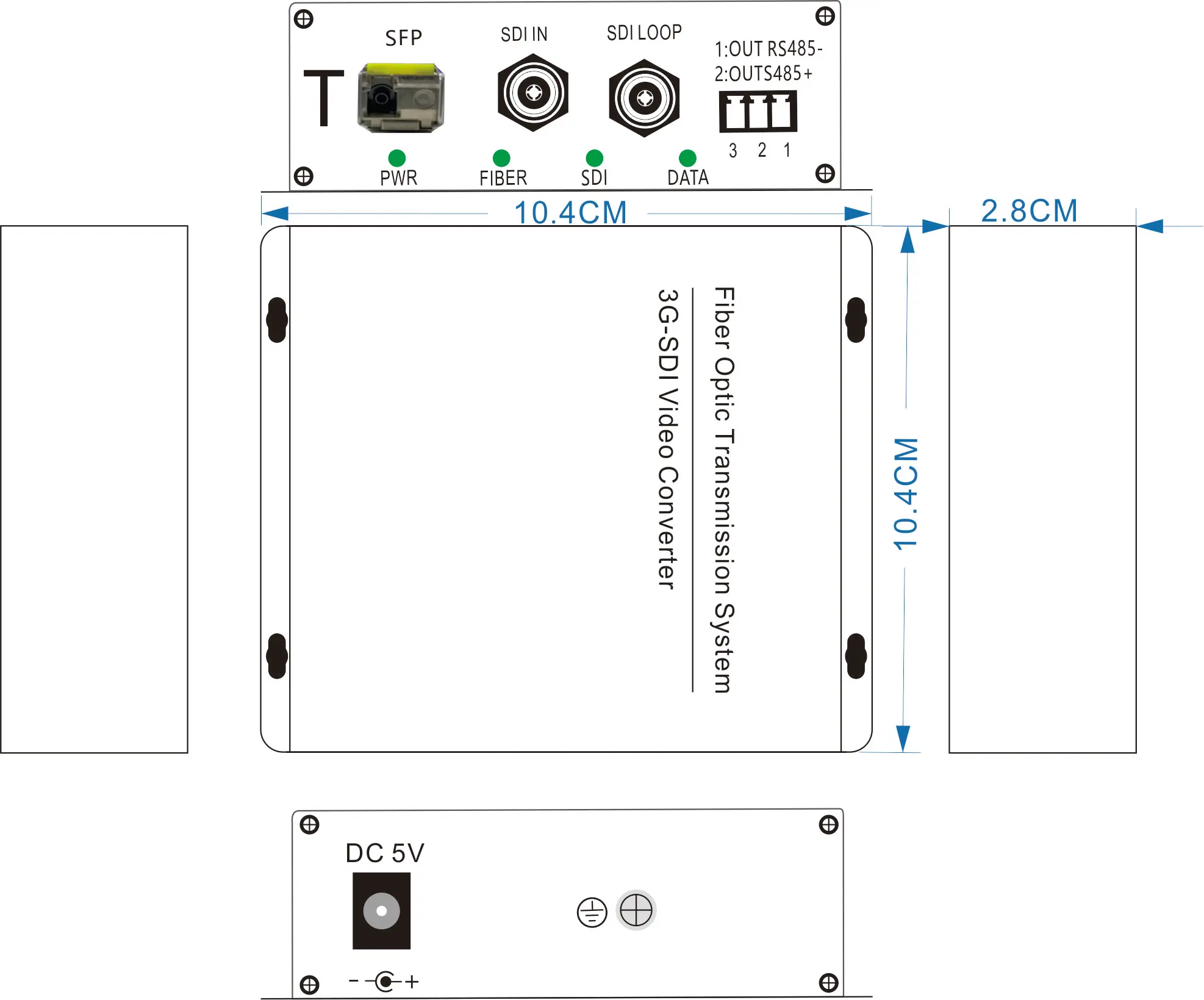 1 Channel Bidirectional HDSDI/3GSDI Video over Fiber Converter