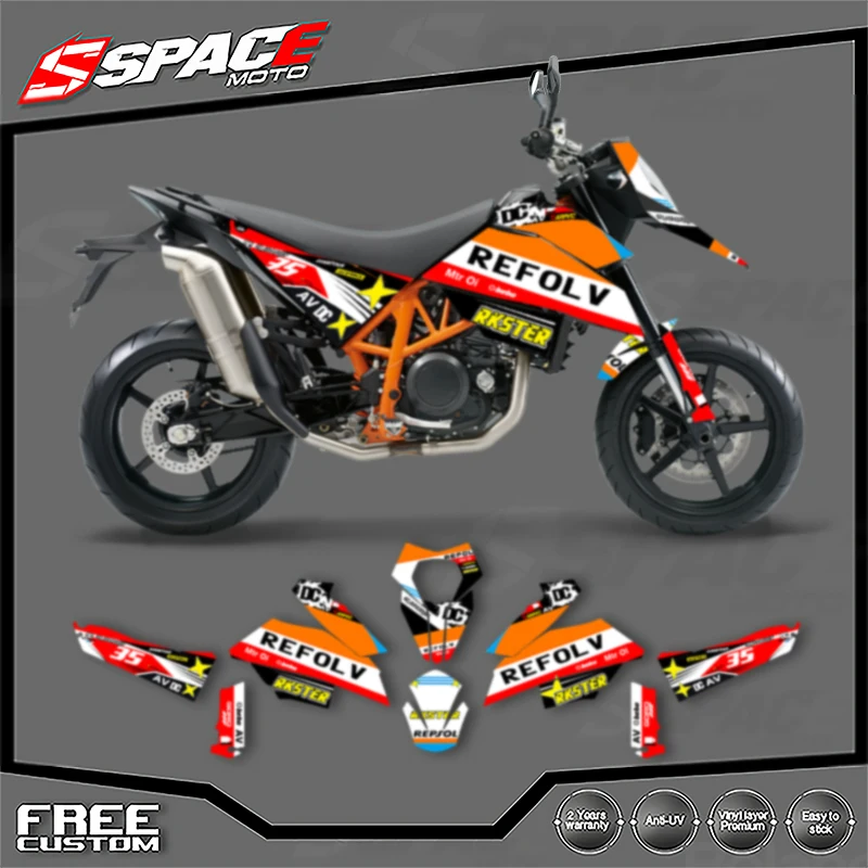 

SPACE Custom Motorcycle Graphics For KTM 2007 2008 2009 2010 2011 SMR 690 R Decal Stickers Kits 002
