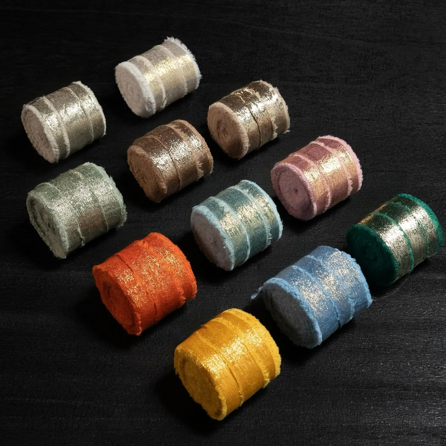 Wired Iridescent Craft Ribbon Lace Chiffon Silk 리본 Wedding Christmas Decoration Hand Torn Raw Edge Bouquet Bridal Gift Packaging