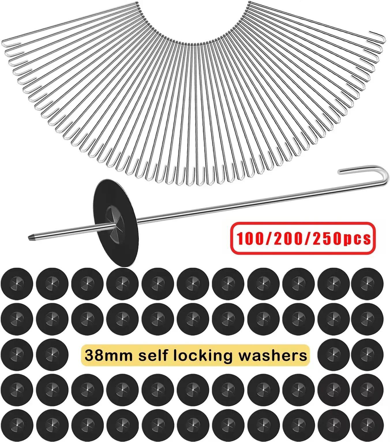 

100/200/250 комплектов зажимов для защиты от птиц на солнечной панели, самоблокирующиеся шайбы диаметром 1,49 дюйма, зажим для защиты от животных из нержавеющей стали для голубиного забора
