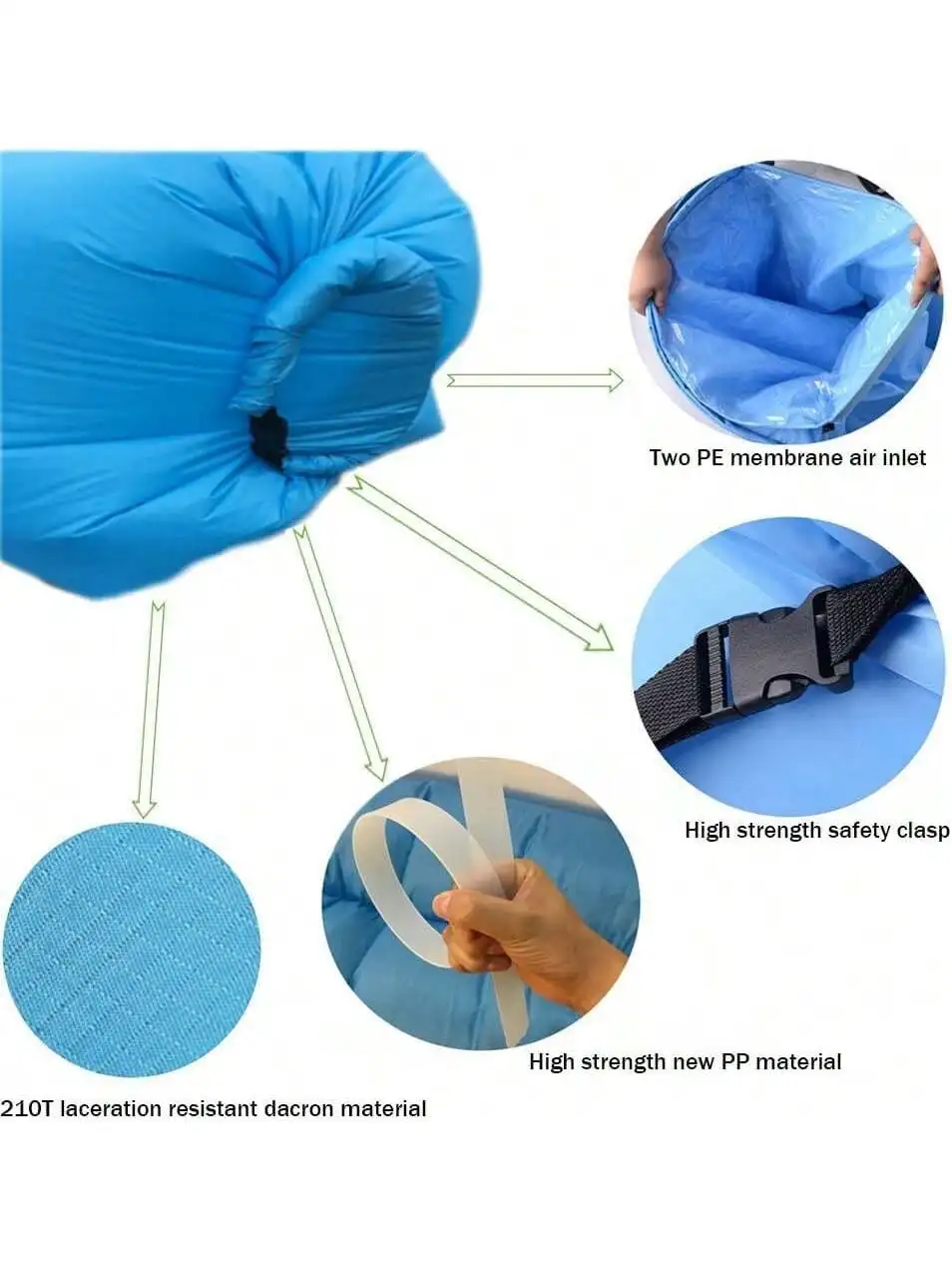 قطعة واحدة للاسترخاء في الراحة: أريكة هوائية قابلة للنفخ - محمولة، مقاومة للماء - مثالية للفناء الخلفي والشاطئ والتخييم والأزرق.