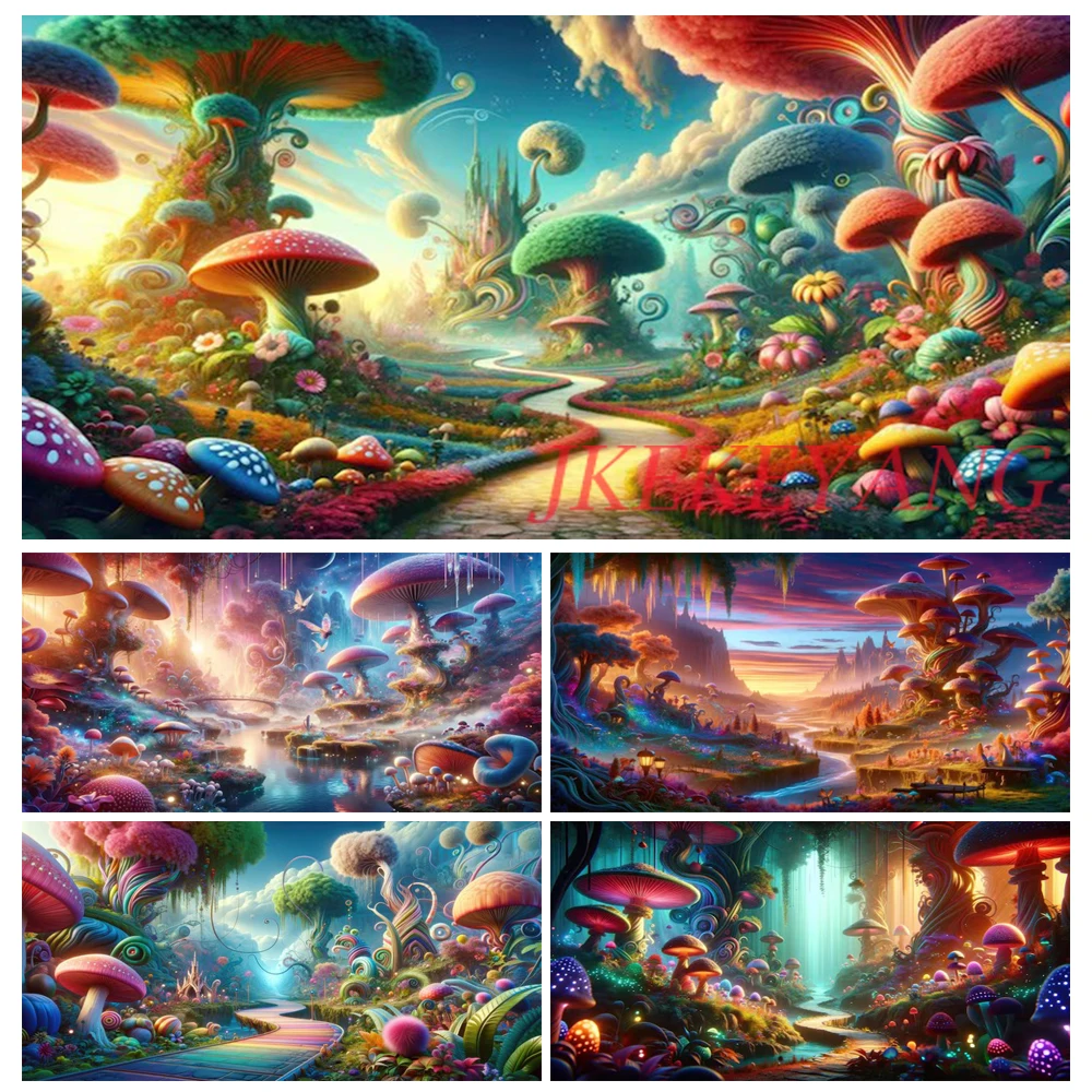 DIY Diamond Painting Cross Stitch Kit Fantastic Mushroom Forest Full Drills Diamond Mosaic New Collection 2024 Home Decor Gift