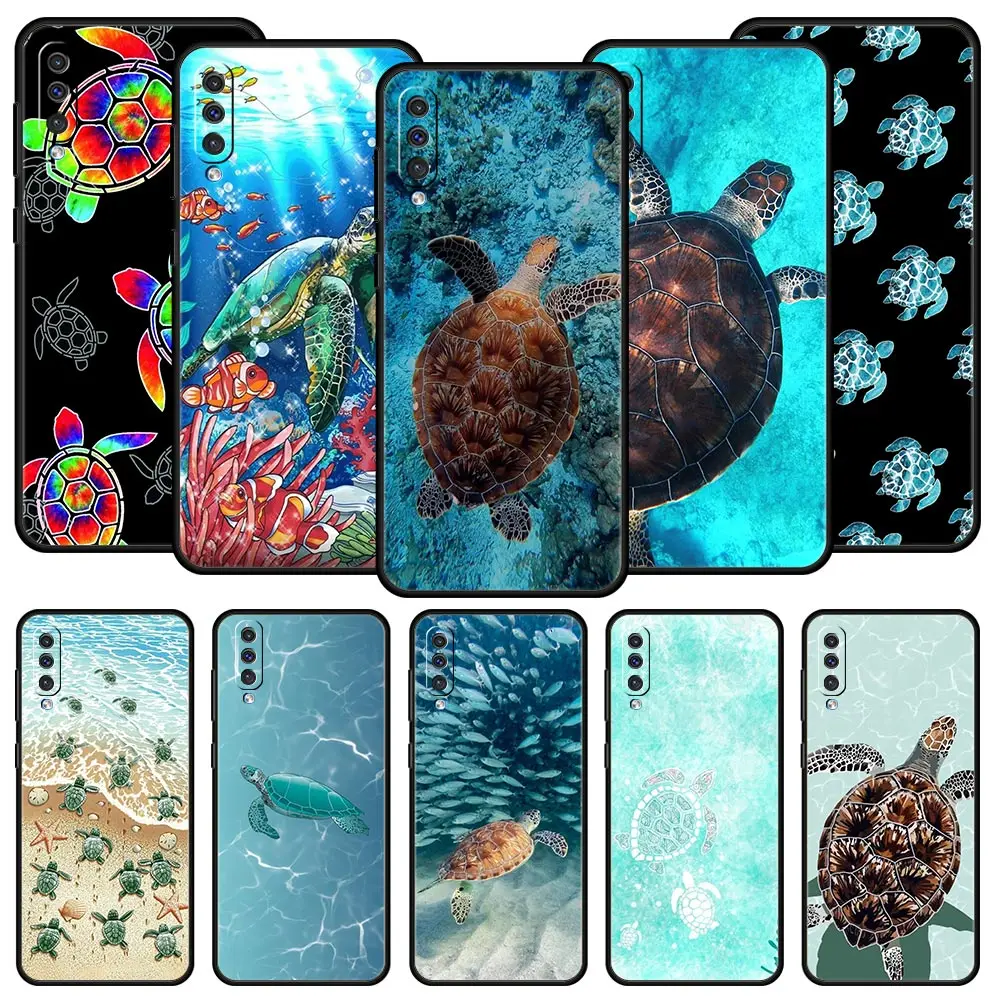 lovely sea turtle ocean blue Case For Samsung A54 A52 A24 A14 A50 A70 A30 A40 A20S A20E A02S A12 A22 A34 A42 A32 5G A04s Cover