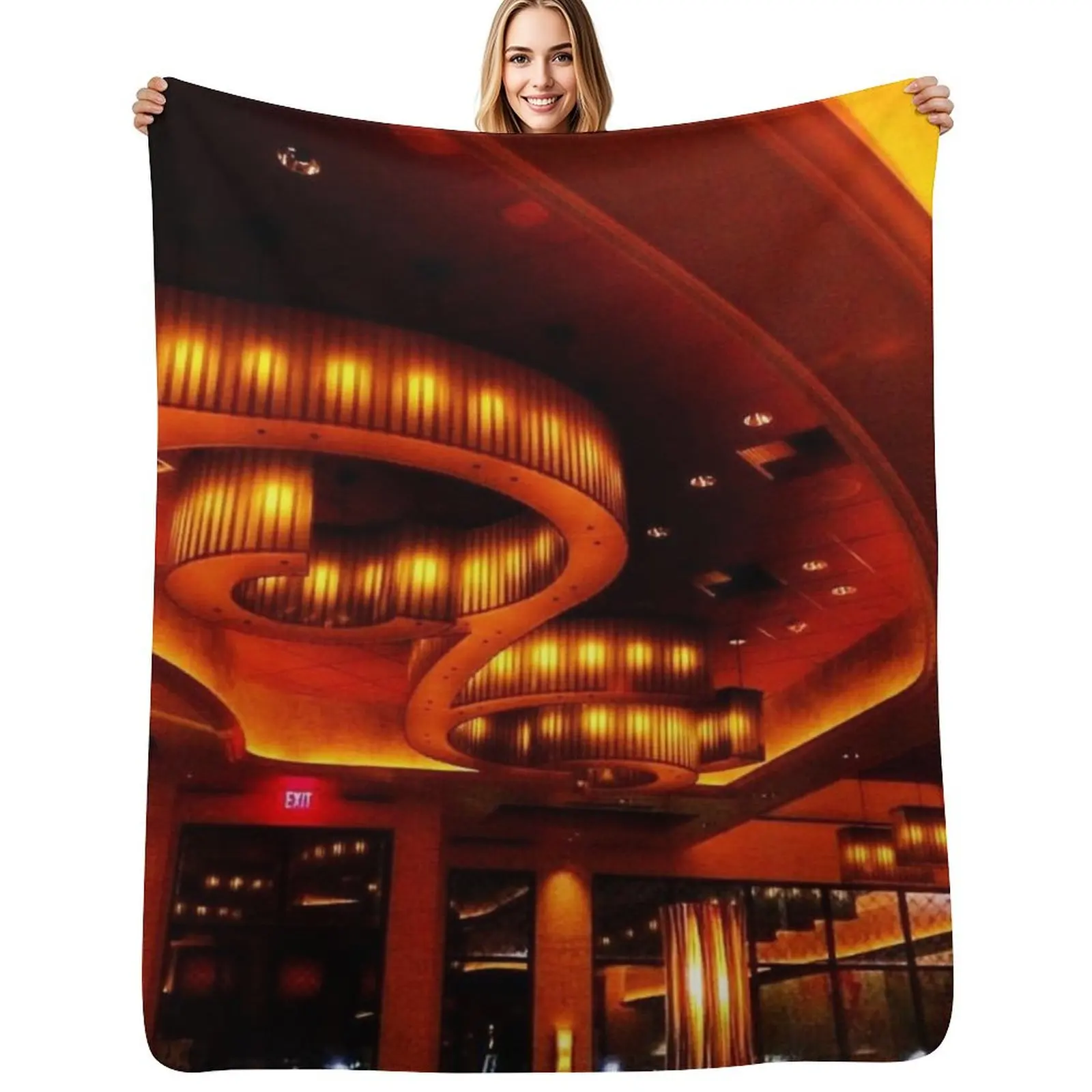 

Cheesecake factory, Fancy restrain, bar, lights, lounge Throw Blanket Picnic Quilt Kid'S Bed Blankets