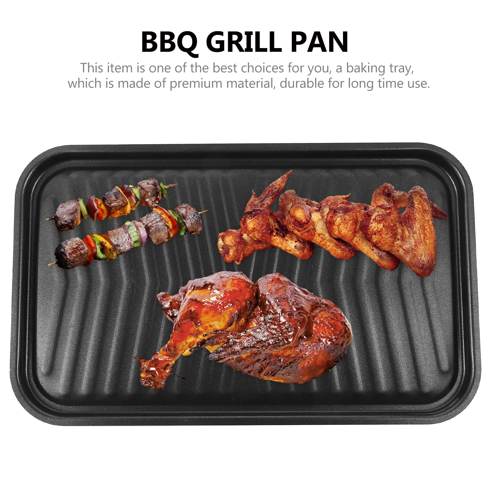 

Thickened Non-stick Barbecue Tray Steel Plate Large Capacity Fry Pan BBQ Grill Accessories Smooth Easy Clean Durability Food