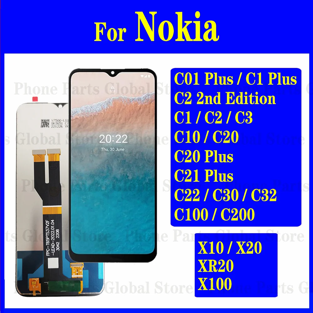 LCD Display For Nokia C01 Plus C1 C2 C3 C10 C20 C21 C22 C30 C32 C100 C200 X10 X20 X100 XR20 LCD Screen Touch Digitizer Assembly