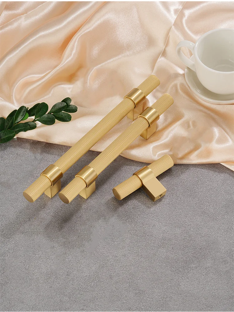 Vertical Linear Cabinet Handle Textured Brass Wardrobe Bar Handles Drawer Pulls Furniture Door Knobs Long 500mm