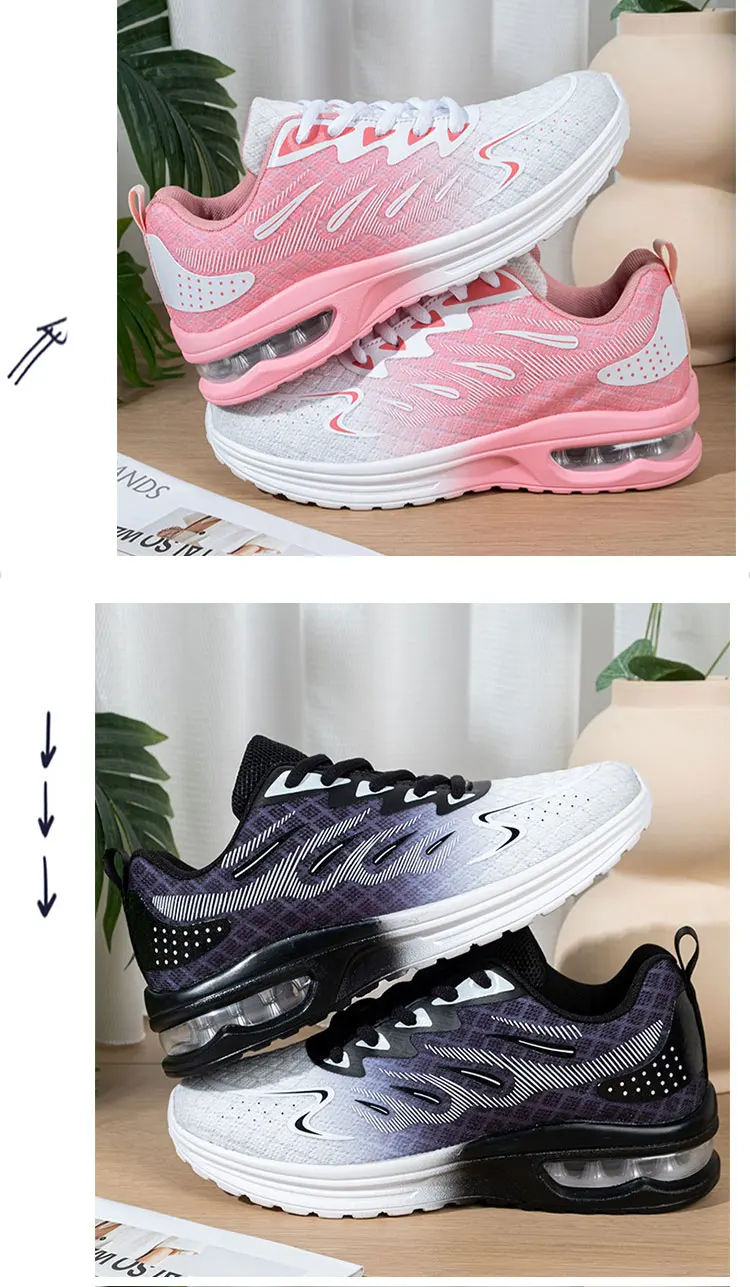 Frühling und Herbst Neue Damen Luftpolster-Sportschuhe Atmungsaktive Mesh-Leichtgewicht-Sneaker Modische Übergrößen-Fußbekleidung – Detail 10