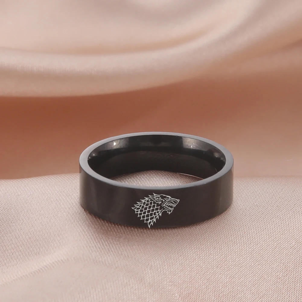 COOLTIME Game of Thrones Wolf Rings Punk Song Of Ice And Fire Stark Of Winterfell Ring Fashion Stainless Steel Jewelry Men