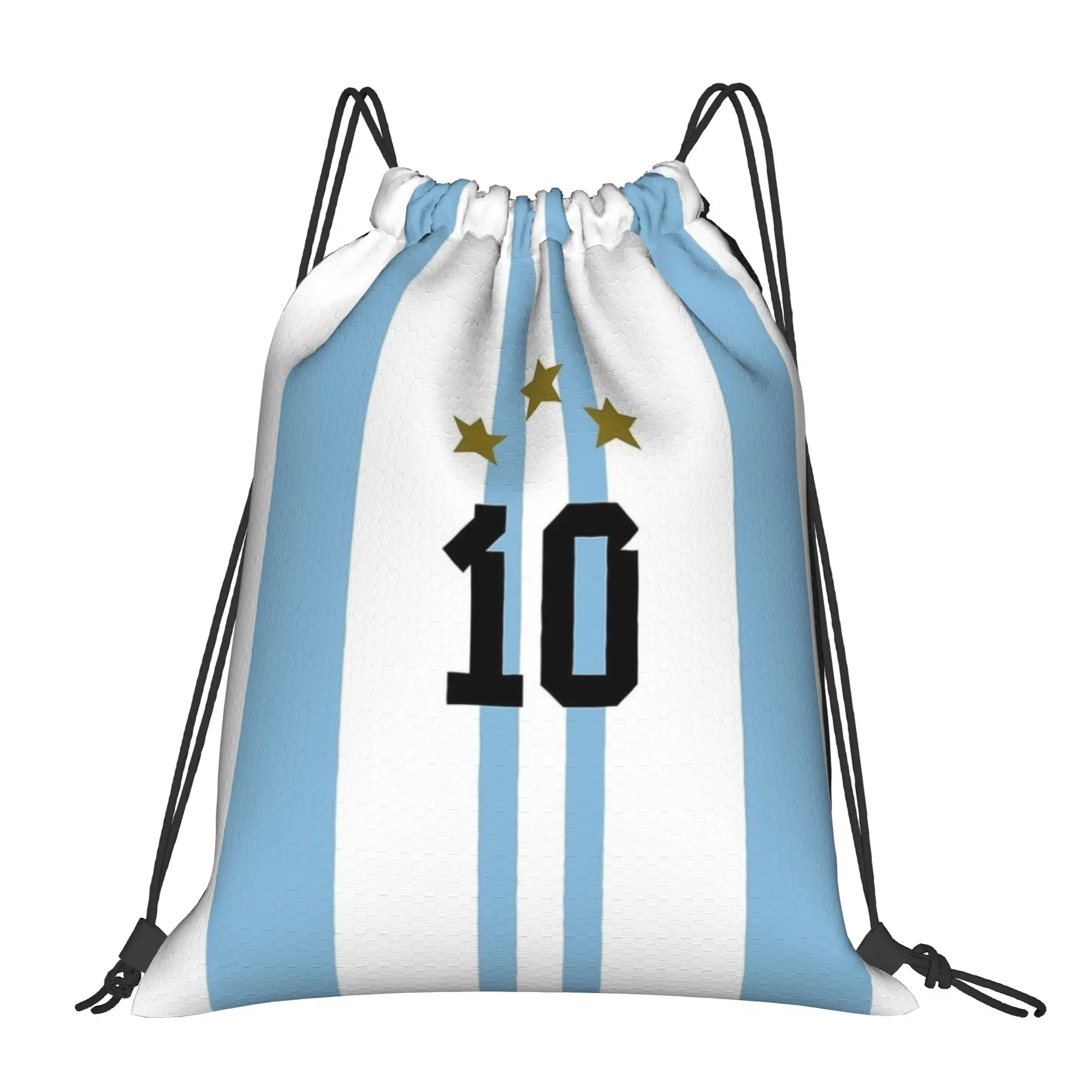 

Argentina Messis 10 Football Drawstring Backpack Sports Gym Bag Water Resistant String Sackpack for Yoga