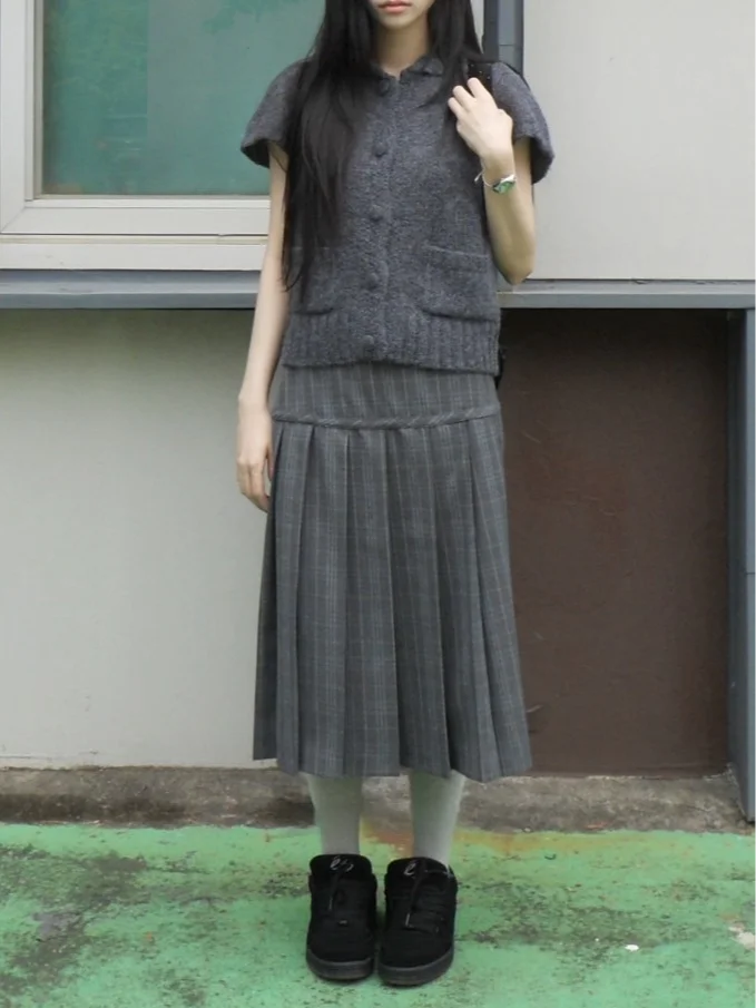 

Retro Japanese Sle Plaid College Casual Versatile Slimming f-length Skirt Women's Autumn Winter New Arrival A-Line Skirt