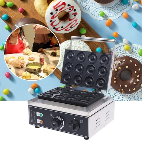 Sweetmile-ステンレス製ドーナツメイキングマシン、12グリッド、焦げ付き防止型、1-5分タイマー、50-300 ℃ 温度制御