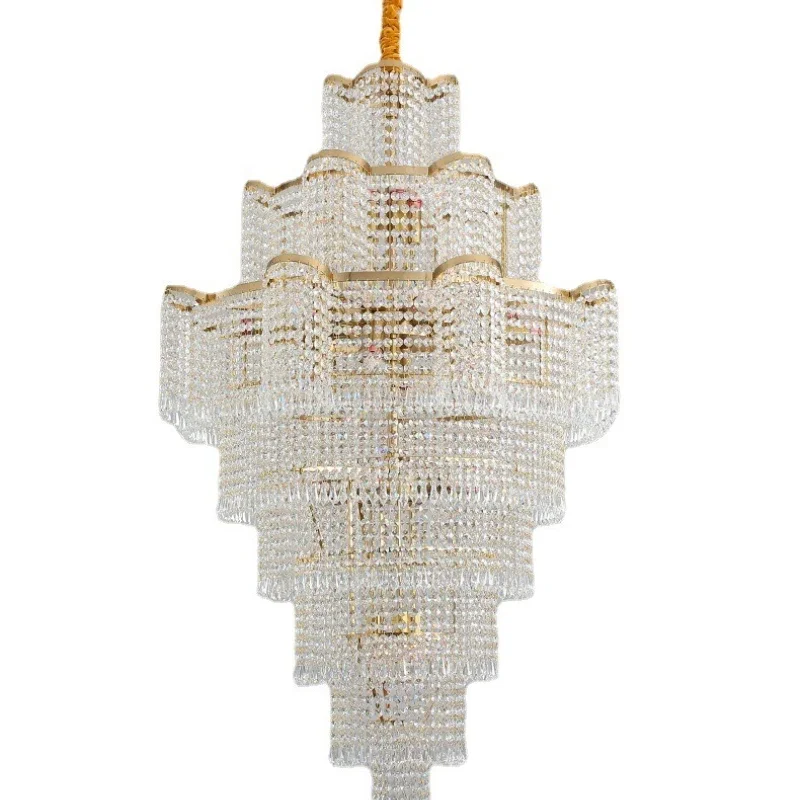 

Light luxury villa hollow duplex building chandelier crystal hall