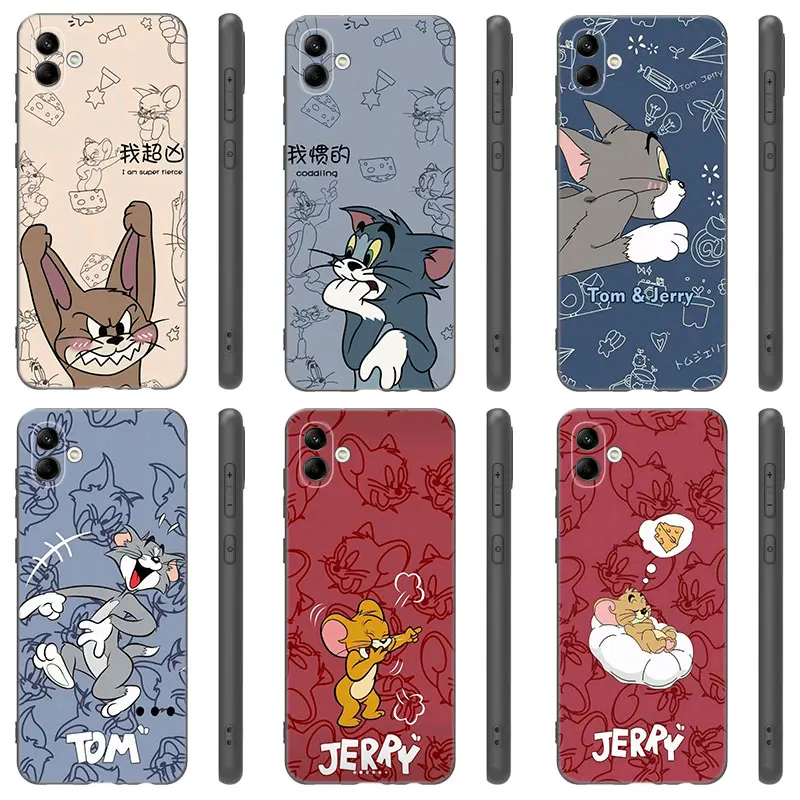 J-Jerrys Mouse Tom Cat Black Phone Case For Samsung Galaxy A01 A03 Core A04 E A02 A05 A10 A20 A21 A30 A50 S A6 A8 Plus A7 2018