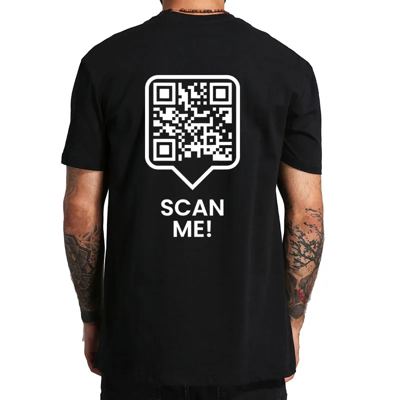 F anda QR Code T Shirt lucu Humor dewasa cetak belakang hadiah aneh lengan pendek 100% katun uniseks lembut pakaian pria ukuran EU