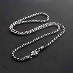 New Men's Hemp Rope 4mm Necklace Personality Retro Six-character Mantra Vajra Trend Necklace Fashion Jewelry