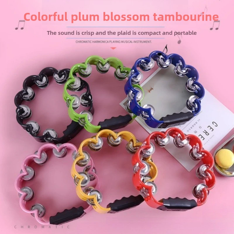 

Plum Blossom Tambourine with Color Box, Kindergarten Teacher Teaching Aids Children's Performance Instrument KTV Hand Rattle